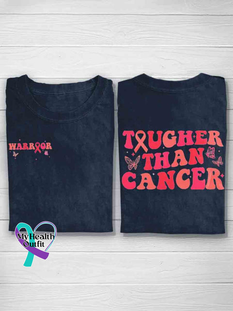 Tougher Than Cancer October Pink Art Print Casual T-Shirt Blue / S