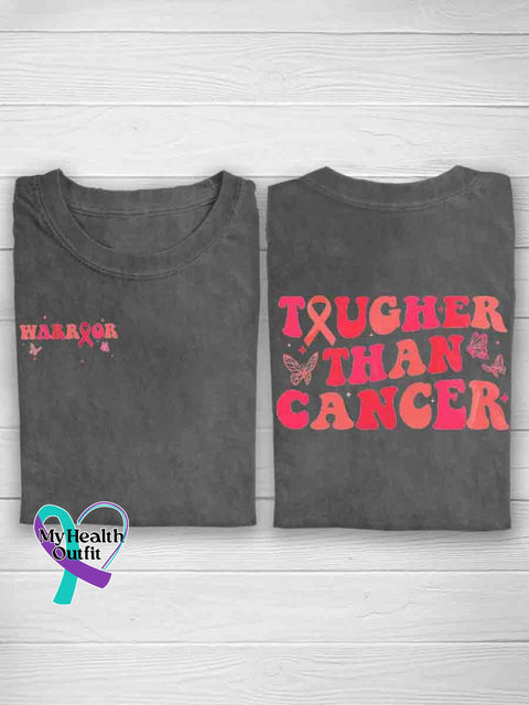 Tougher Than Cancer October Pink Art Print Casual T-Shirt Gray / S