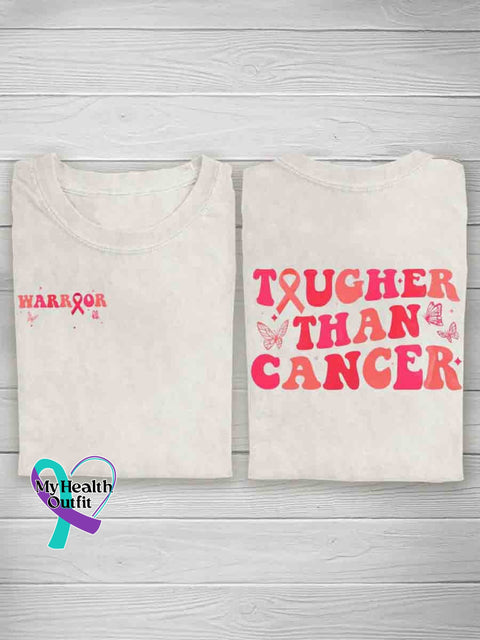 Tougher Than Cancer October Pink Art Print Casual T-Shirt White / S