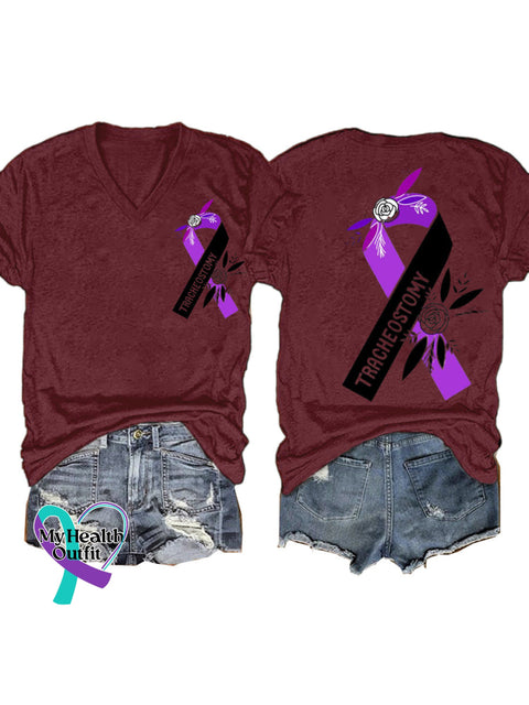 Tracheostomy Short-Sleeved Casual t-Shirt Claret / S