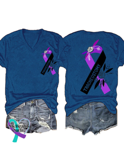 Tracheostomy Short-Sleeved Casual t-Shirt NavyBlue / S