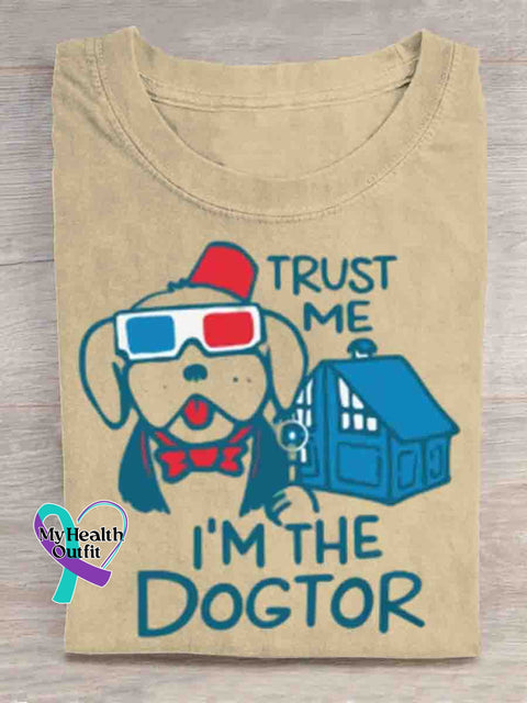 Trust Me I’m The Dogtor Art Print T-shirt Apricot / S