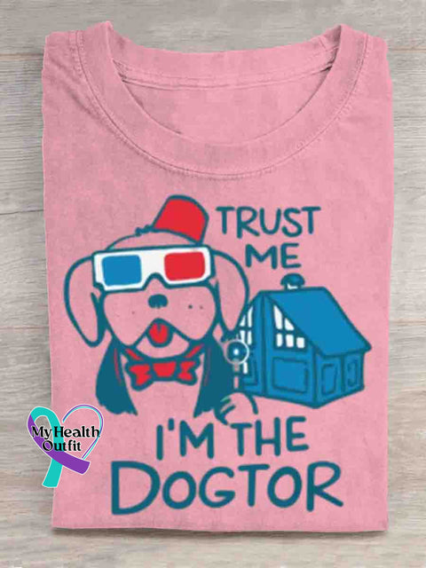 Trust Me I’m The Dogtor Art Print T-shirt Pink / S