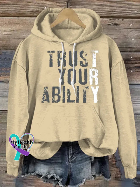 Trust Your Ability Art Print Casual Hoodie Sweatshirt Apricot / S