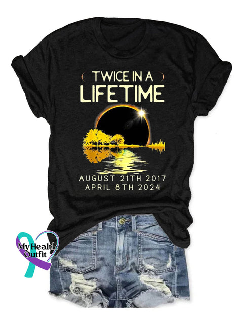 Twice In A Lifetime August 21Th 2017 Solar Eclipse Print Short Sleeve T-Shirt Black / S