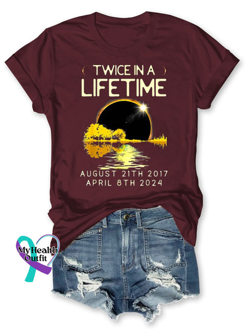Twice In A Lifetime August 21Th 2017 Solar Eclipse Print Short Sleeve T-Shirt Maroon / S