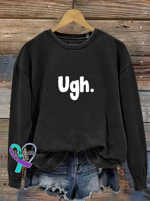 Ugh Print Casual Sweatshirt Black / S