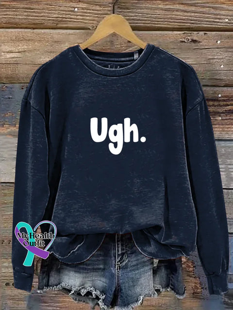 Ugh Print Casual Sweatshirt Blue / S