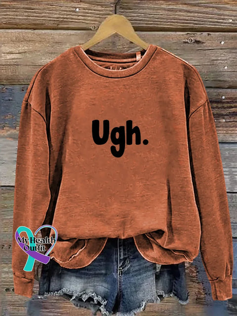 Ugh Print Casual Sweatshirt Orange / S
