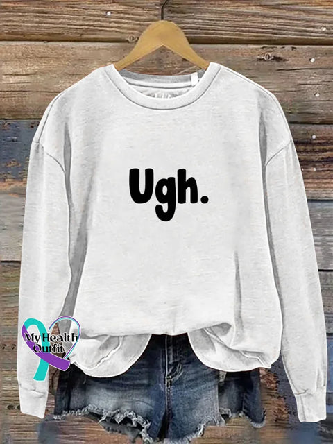 Ugh Print Casual Sweatshirt White / S