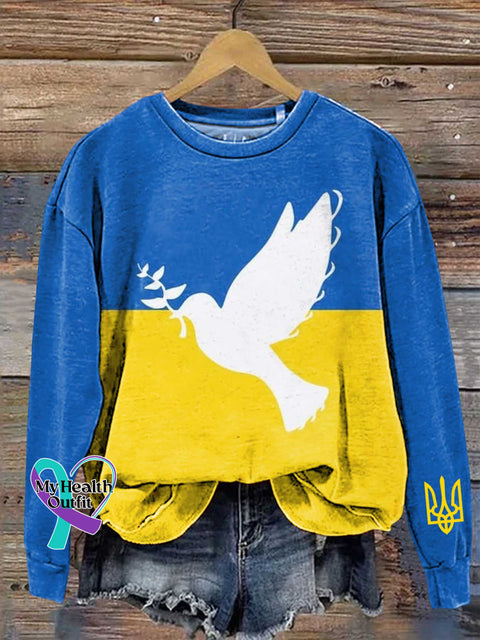 Ukrainian Peace Dove Casual Sweashirt Multicolor / S