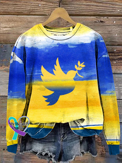 Ukrainian Peace Dove Love and Peace Casual Sweashirt Multicolor / S