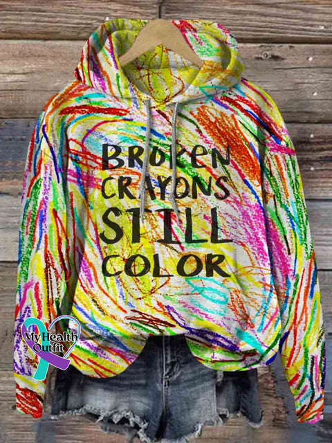 Unisex Broken Crayons Still Color Print Hooded Sweatshirt Multicolor2 / 4Xl
