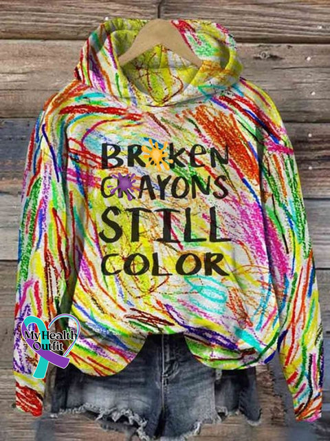 Unisex Broken Crayons Still Color Print Hooded Sweatshirt Multicolor2 / S