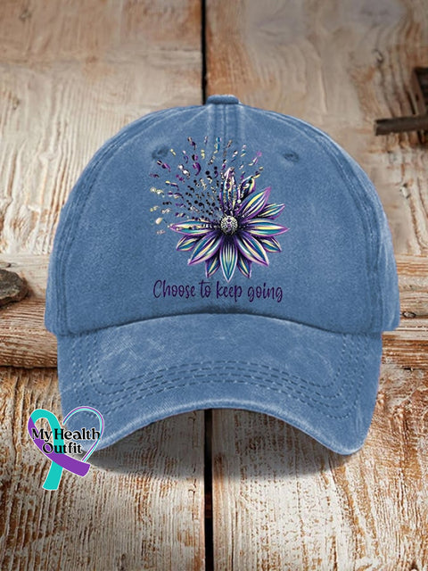 Unisex Choose To Keep Going Mental Health Suicide Prevention Hat Light Blue / One-Size