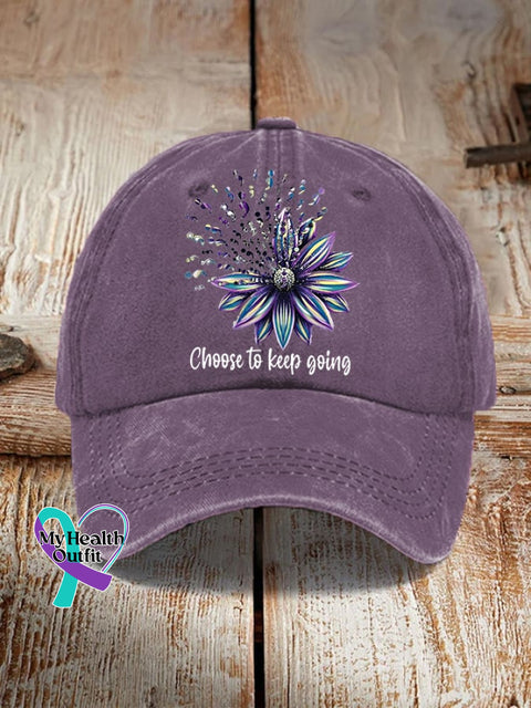 Unisex Choose To Keep Going Mental Health Suicide Prevention Hat Purple / One-Size