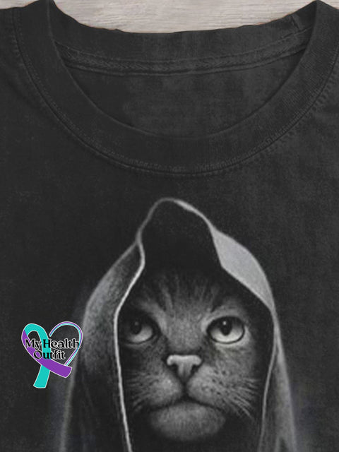 Unisex Funny Cool Cat Art Print Design T-Shirt