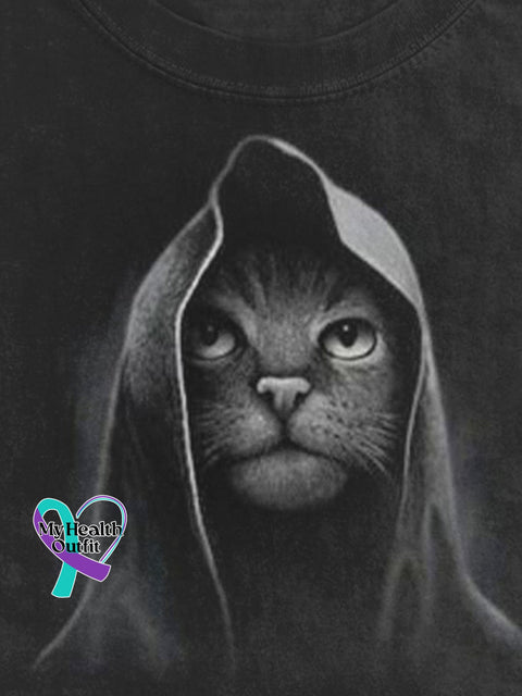 Unisex Funny Cool Cat Art Print Design T-Shirt