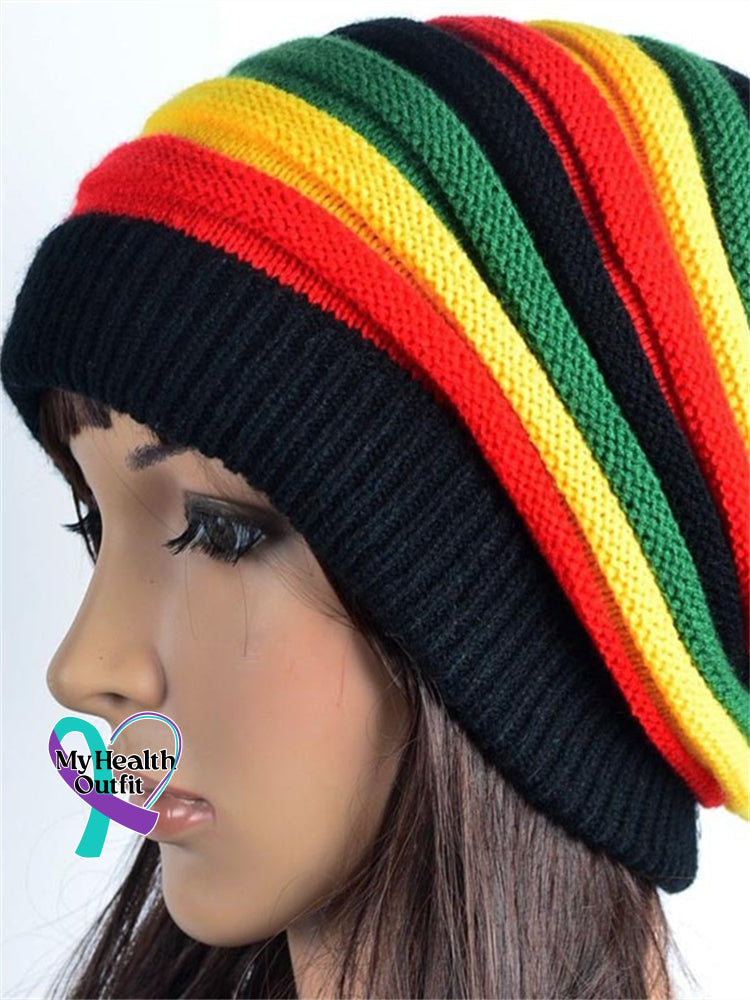 Unisex Rasta Reggae Striped Stretchy Knit Hat Reggae