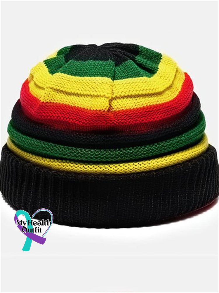 Unisex Rasta Reggae Striped Stretchy Knit Hat Reggae