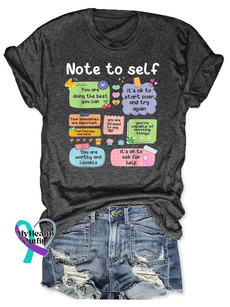 Unisex Shirt Note To Self Positive Energy Encouragement Design Print T-Shirt Black / S