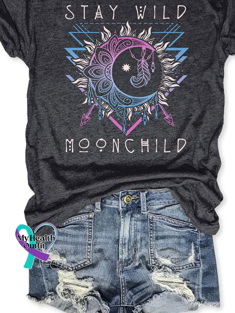 Unisex Shirt Stay Wild Moonchild Design Print T-Shirt