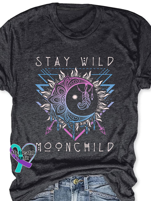 Unisex Shirt Stay Wild Moonchild Design Print T-Shirt