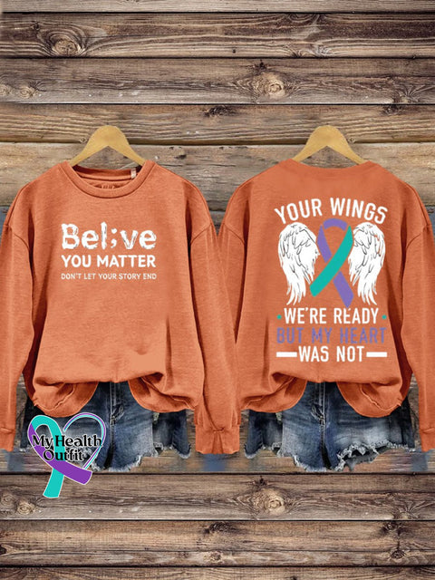 Unisex Suicide Prevention Awareness Crew Neck Long Sleeve Sweatshirt Multicolor / S