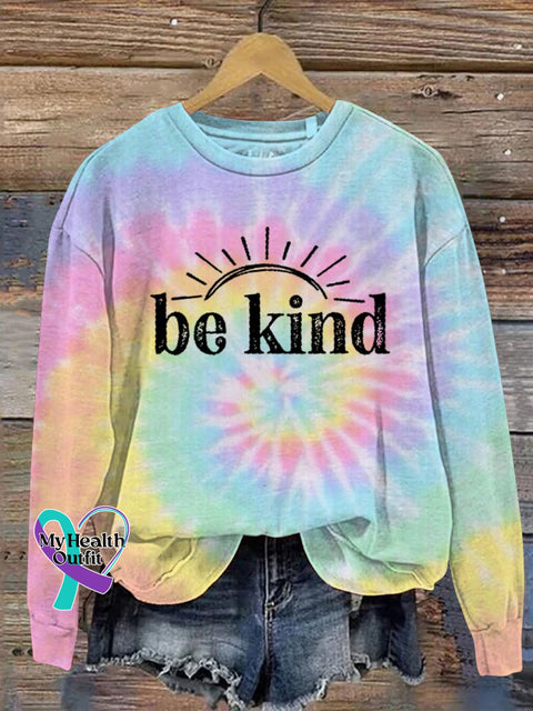 Unisex Women’s Men’s Multicolor Tie Dye Be Kind Suicide Prevention Mental Print Casual Hoodie / S