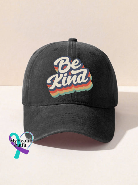 Unisex Women’s Men’s Suicide Prevention Awareness Be Kind Print Hats Black / Onesize