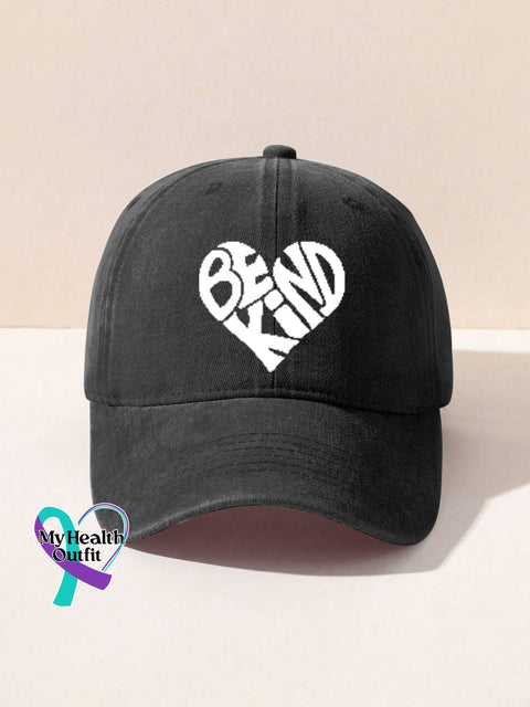 Unisex Women’s Men’s Suicide Prevention Awareness Be Kind Print Hats Black / Onesize