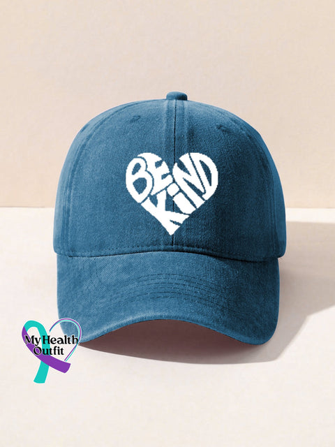 Unisex Women’s Men’s Suicide Prevention Awareness Be Kind Print Hats Cyan / Onesize