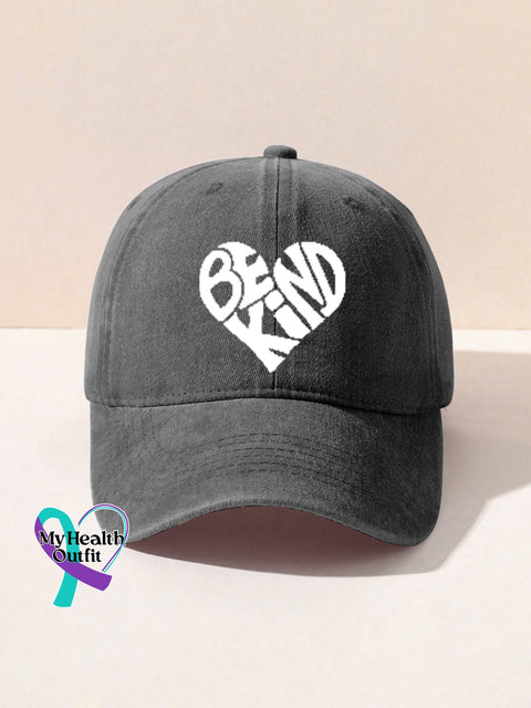 Unisex Women’s Men’s Suicide Prevention Awareness Be Kind Print Hats Grey / Onesize