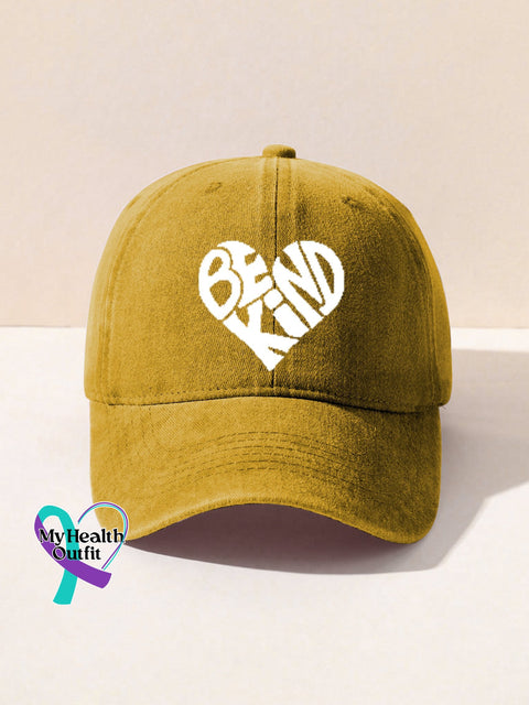 Unisex Women’s Men’s Suicide Prevention Awareness Be Kind Print Hats Yellow / Onesize