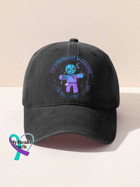 Unisex Women’s Men’s The Strongest Warriors Have Most Scars Suicide Awareness Print Hats Black