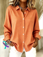 V Neck Long Sleeve Geometric Regular Micro-Elasticity Regular Fit Shirt For Women Orange / S arrivals