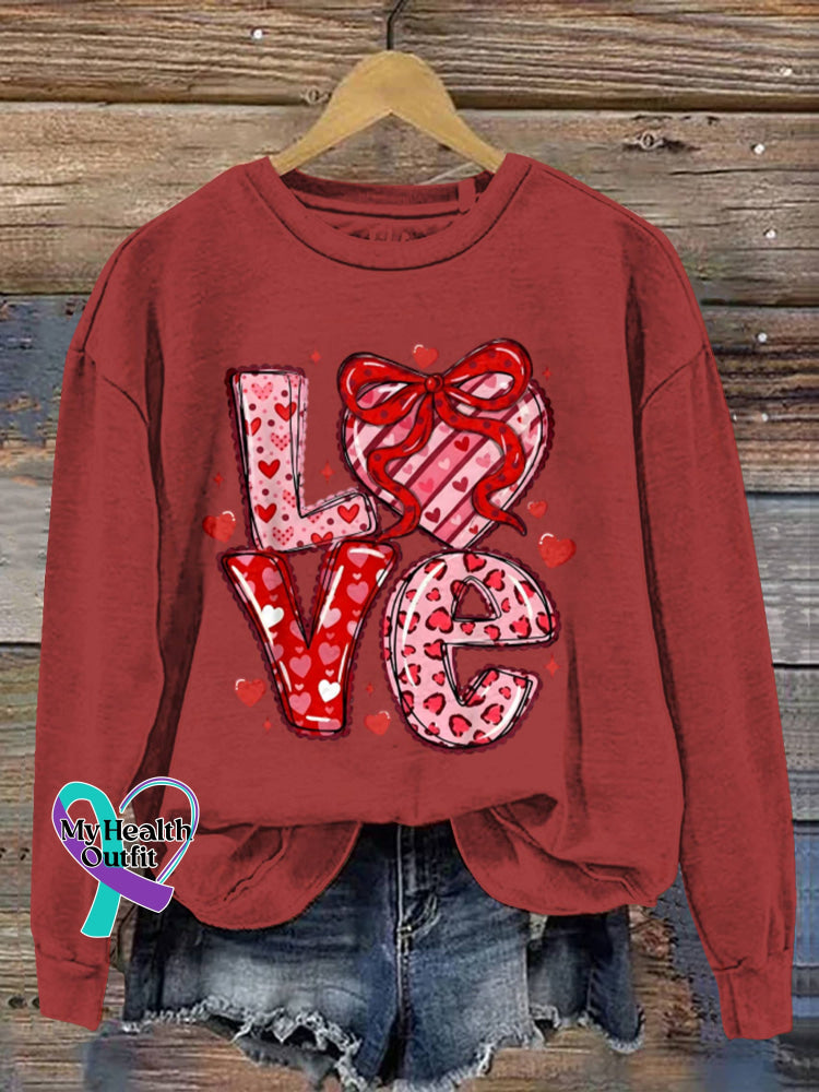 Valentine’s Day Love Art Print Casual Sweatshirt Red / S