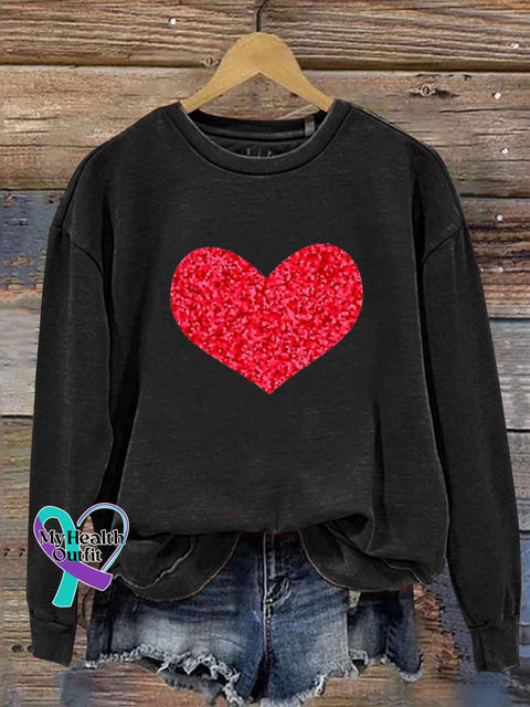Velentines Day Love Art Print Casual Sweatshirt Black / S