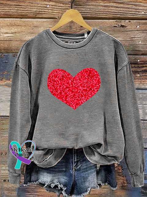 Velentines Day Love Art Print Casual Sweatshirt Grey / S