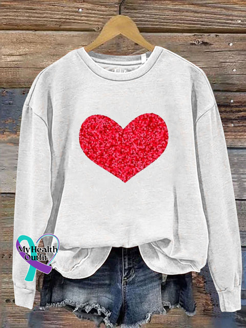 Velentines Day Love Art Print Casual Sweatshirt White / S