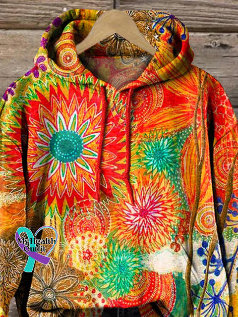 Vibrant Abstract Art Printed Casual Hoodie Sweatshirt
