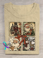 Vintage Christmas Art Print T-shirt Apricot / S