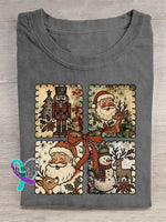 Vintage Christmas Art Print T-shirt Grey / S
