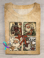 Vintage Christmas Art Print T-shirt Khaki / S