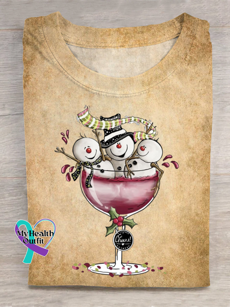 Vintage Christmas Art Print T-shirt Khaki / S