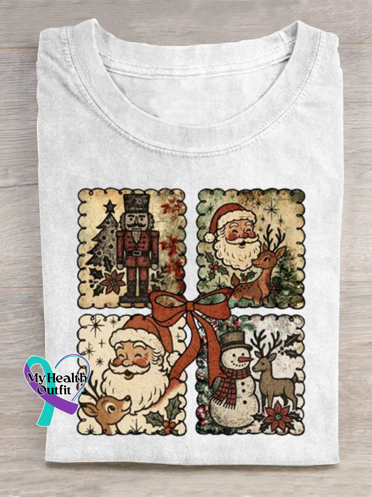 Vintage Christmas Art Print T-shirt White / S