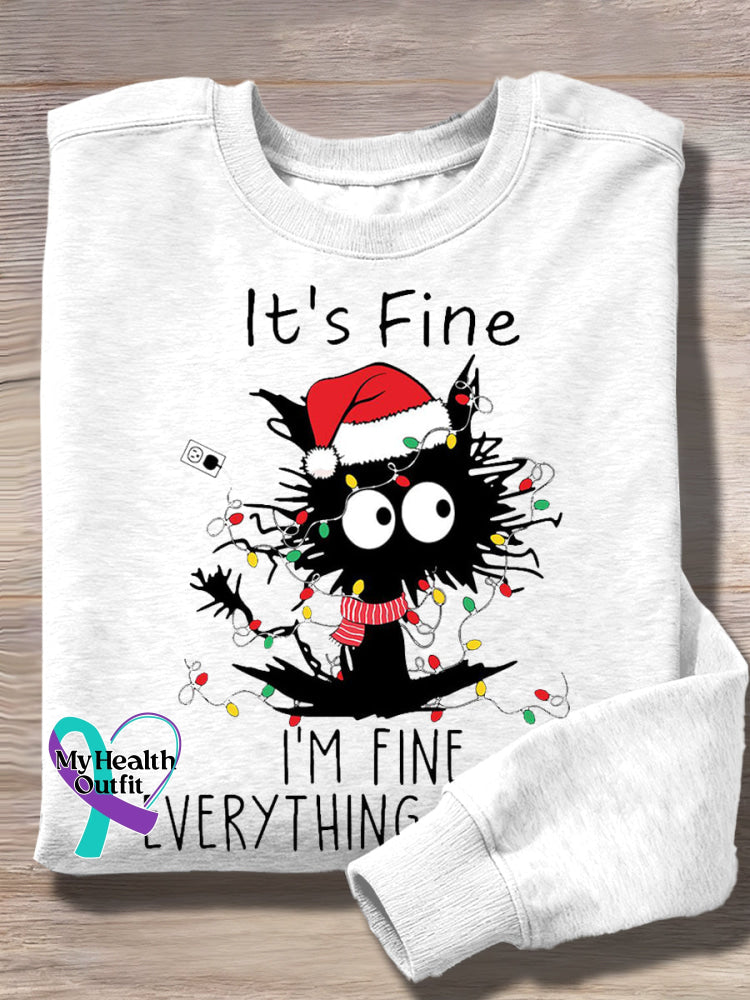 Vintage It’s Fine I’m Fine Everything Is Fine Art Print Casual Sweatshirt White / S