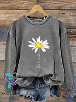 Vintage Let It Be Art Print Casual Sweatshirt Grey / S