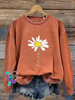 Vintage Let It Be Art Print Casual Sweatshirt Orange / S