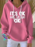 Vintage Mental Health Awareness Art It’s Ok Not To Be Ok Casual Hoodie Sweatshirt Pink / S